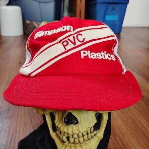 Vintage Simpson Plastics PVC Snap Trucker Hat Cap